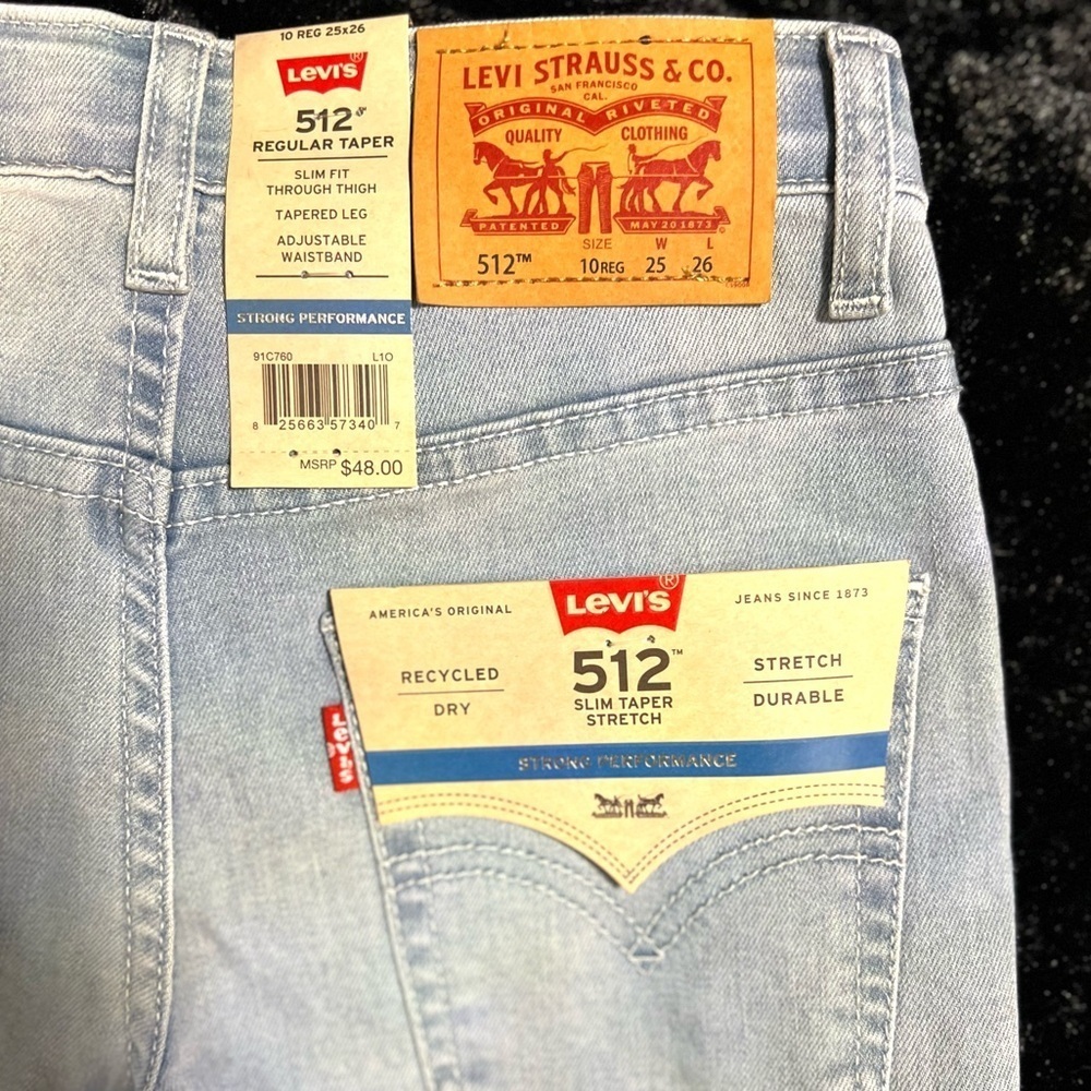Boy’s Levi's® 512™ Slim Tapered Medium washed Jeans-SZ 10 🩵25/26- NWT - Picture 7 of 13